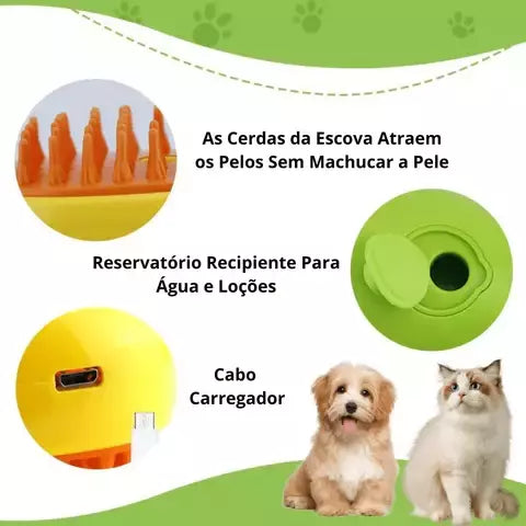 Escova a Vapor Para Pets + FRETE GRÁTIS